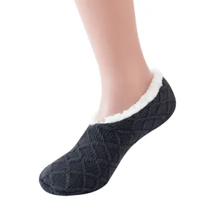 Calzini da Pavimento in Pile di Agnello Ispessito Invernale da Donna Calzini Antiscivolo da Interno Jacquard Caldi Termici