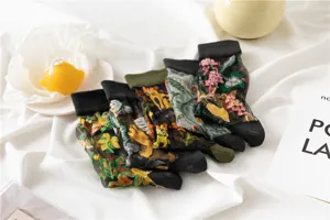 Sheer mesh floral embroidered mid-tube socks for women summer sweet style fashion hosiery