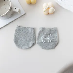 Graue Damen Sommer dunne Netz Halbsocken Vorfuss unsichtbare rutschfeste Baumwollsocken.