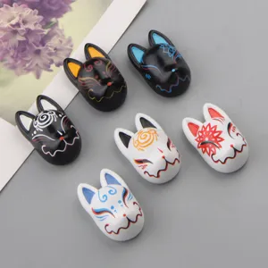 Resin 3D Japanese fox mask mini charm DIY phone case fridge magnet material detail view.