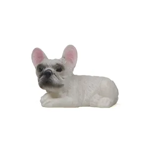 Mini statuetta bulldog francese bianco in resina cruscotto auto decorazione simpatico cane