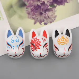 Resin 3D Japanese fox mask fridge magnet cute decorative sticker for phone case craft 1pc