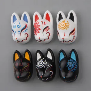 3D Japanese Kitsune Fox Mask Resin Fridge Magnet Cute Mini Craft Decor Sticker Set