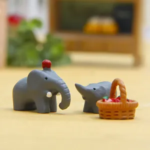 Süße Miniatur Elefanten Figuren und Obstkorb Set für DIY Mikro Landschaft Garten Sukkulenten.