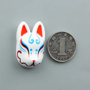 Cute Resin Japanese Fox Mask Fridge Magnet Phone Case DIY Craft Traditional Art Style