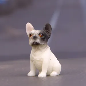 Piccola statuetta bulldog francese carino modello cucciolo resina per scrivania decoro dettaglio