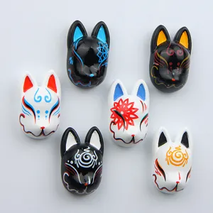 3D resin Japanese Kitsune fox mask fridge magnets and DIY phone case decorative charms.