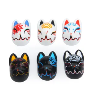 Japanese kitsune mask fridge magnet resin cute 3d animal DIY phone case material 6pcs