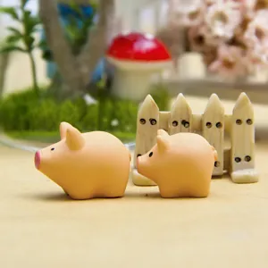 Miniatur Harz Schwein Figuren Detailansicht, ideal fuer DIY Garten Landschaftsbau Dekor.