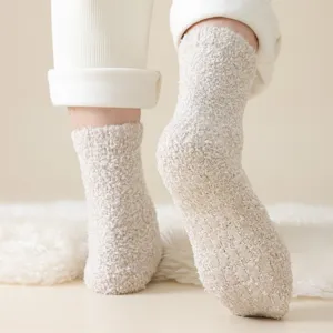 Chaussettes moelleuses corail polaire antidérapantes confortables chaussettes maison