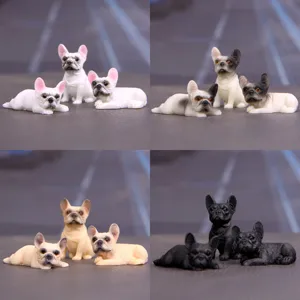 Grazioso set di statuette di bulldog francese in miniatura decoro per cruscotto auto