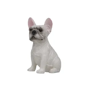 Simpatica statuetta di bulldog francese in resina per cruscotto auto ornamento bianco car