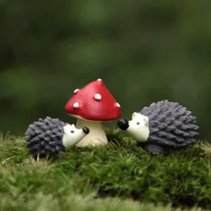 Miniatur Igel Pilz Figuren Set für Mikro Landschaft Märchen Garten DIY Sukkulenten Dekoration.