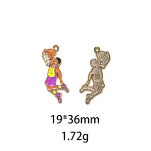 Kobe Bryant basket dunk pendentif en métal alliage émail accessoires de bijoux DIY 19x36mm