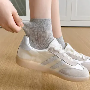 Comfortable breathable women's mesh short socks, spring summer premium ribbed casual ankle socks.
