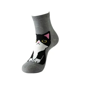 Damen süße Katzen Socken mittelhoch Baumwolle lässig lustige Neuheit Tiermuster Socken für Alltag