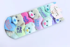 Chaussettes courtes imprimées ours 3D mignonnes pour femmes en coton avec emballage.