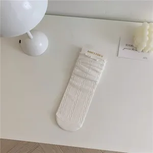 Calzini bianchi di pizzo con volant stile lolita jk carini calzetteria in cotone da donna.