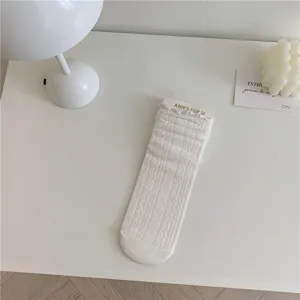 Calzini di pizzo bianco donna metà tubo estate dolce giapponese carino arricciato lolita moda