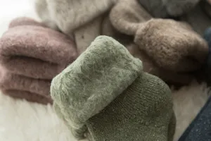 Thickened fleece thermal winter wool socks, soft cozy snow ski socks for women and girls.