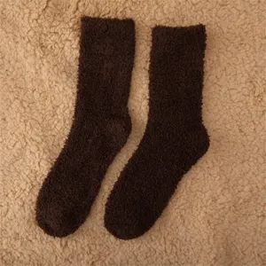 Chaussettes de sol en polaire corail pour femme pelucheuses douillettes hiver chaud
