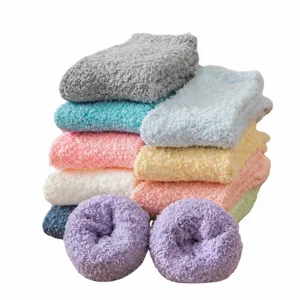Cozy plush fuzzy coral fleece socks for women, soft warm winter slipper socks gift.