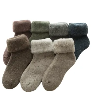 Thick warm winter wool socks for women, soft fleece lined thermal snow socks multi pack.