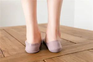 Vue de détail chaussettes invisibles été soie glacée femme antidérapant coton fond