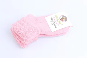 Leuke roze kindersokken van wol met zachte voering, warme wintersokken voor baby's.