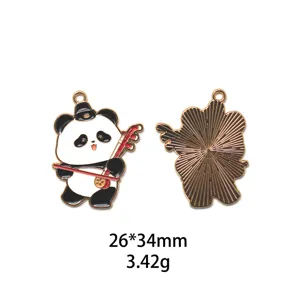 Charm pendentif en alliage émail panda mignon pour la fabrication de bijoux DIY élégants.