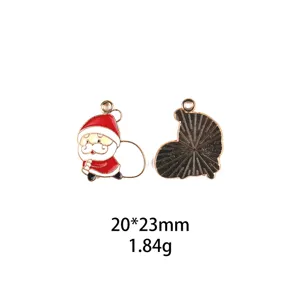 Pendentif en alliage émaillé Père Noël, accessoire de bijoux DIY idéal pour les porte-clés.
