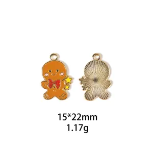 Noël bonhomme en pain d'épices pendentif émail métal bijoux DIY accessoire collier porte-clés