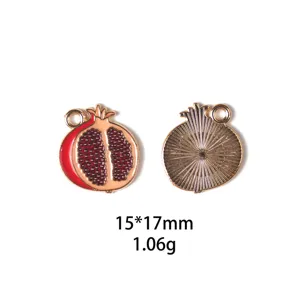 Pendentif breloque en alliage émaillé grenade pour fabrication de bijoux DIY porte-clés 1pc