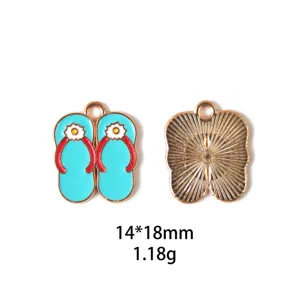 Breloques tongs en émail alliage été plage DIY fabrication de bijoux accessoires 14x18mm