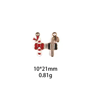 Pendentif canne à sucre de Noël en alliage DIY accessoires de bijoux 10x21mm 0.81g