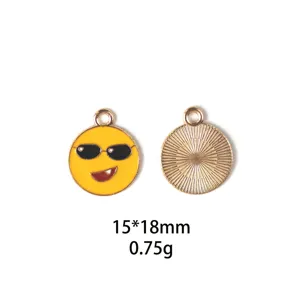 Pendentif emoji lunettes de soleil en alliage accessoire bijoux DIY pour porte-clés