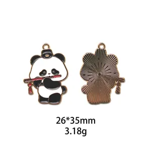 Joli pendentif en alliage émaillé panda de style chinois pour accessoires de bijoux DIY