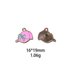Mignon pendentif en alliage de casquette nœud rose accessoire bijoux DIY porte-clés