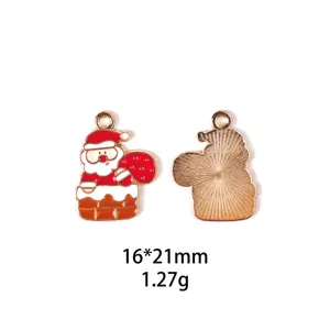 Pendentif Noël Père Noël Émail Alliage DIY Bijoux Accessoires Collier Porte-clés Charme