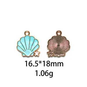 Gedetailleerd overzicht van de blauwe geemailleerde schelp en ster metalen legering bedel.