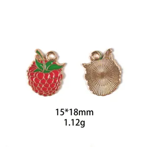 Fruit d'été framboise alliage pendentif bijoux accessoires DIY artisanat charm détail