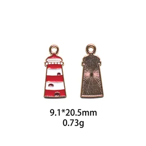 Pendentif phare en émail alliage breloque DIY accessoire de bijoux porte-clés 9,1x20,5mm