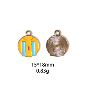 Pendentif charm émaillé en alliage emoji pleurant accessoires de bijoux DIY 15x18mm