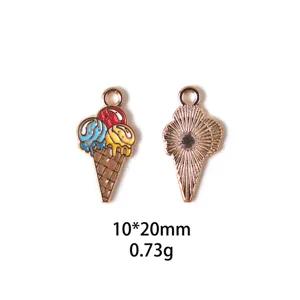 Pendentif en alliage creme glacee accessoire bijoux DIY porte-cles email couleur.
