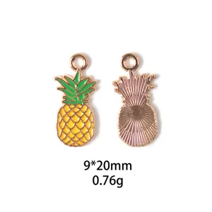 Breloque ananas en métal émaillé, joli pendentif DIY pour bijoux, porte-clés et bracelets.
