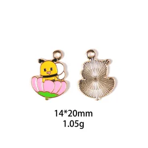 Charm pendentif abeille fleur émail alliage mignon pour fabrication de bijoux artisanat bricolage