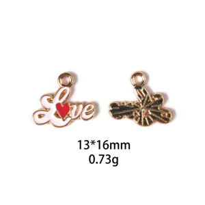 Pendentif Lettre d'Amour en Alliage Goutte d'Huile DIY Accessoires de Bijoux Tendance
