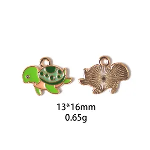 Joli pendentif en alliage émaillé de tortue verte accessoires de bijoux DIY pour porte-clés