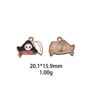 Pendentif en alliage émaillé chapeau de pirate accessoire bijoux DIY, charme de crâne.