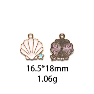 Zomer oceaan serie schelp zeester geëmailleerd hanger DIY legering sieraden sleutelhanger charme